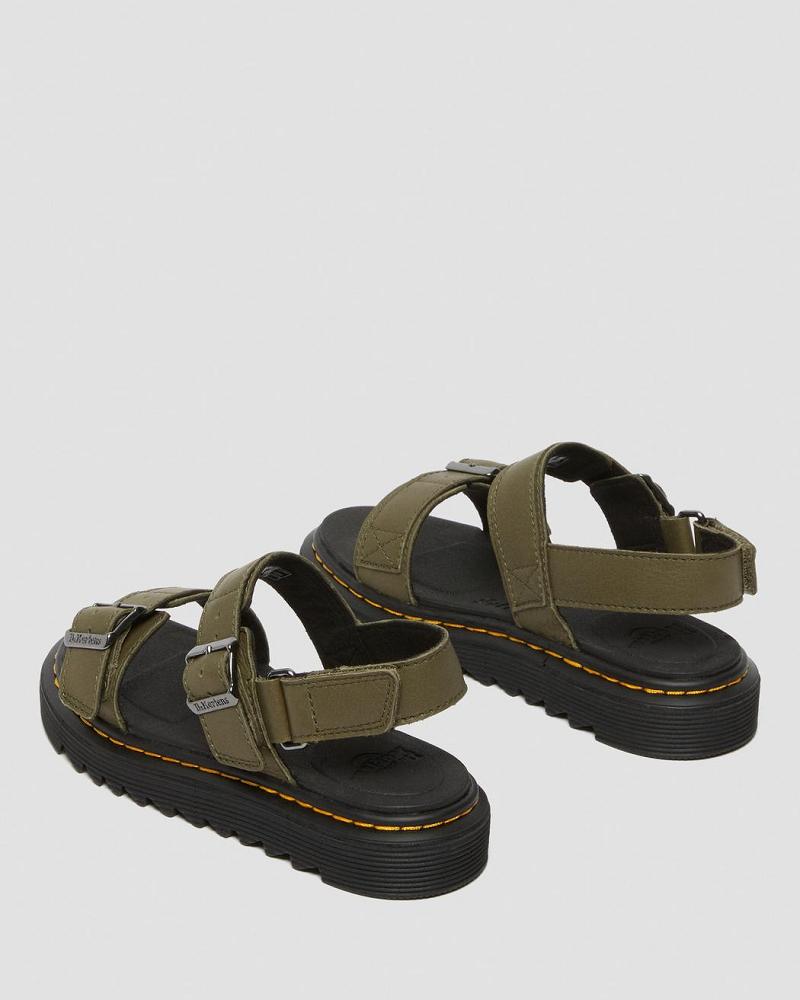 Olive Kids' Dr Martens Junior Kyle Leather Sandals | CA 722LIS